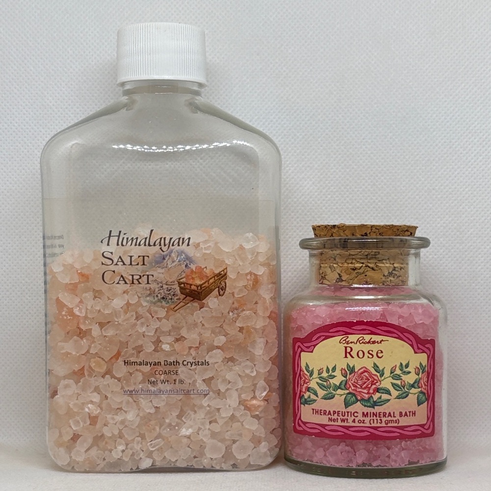 Himalayan Salt Cart Bath Crystals and Rose Mineral Bath Set